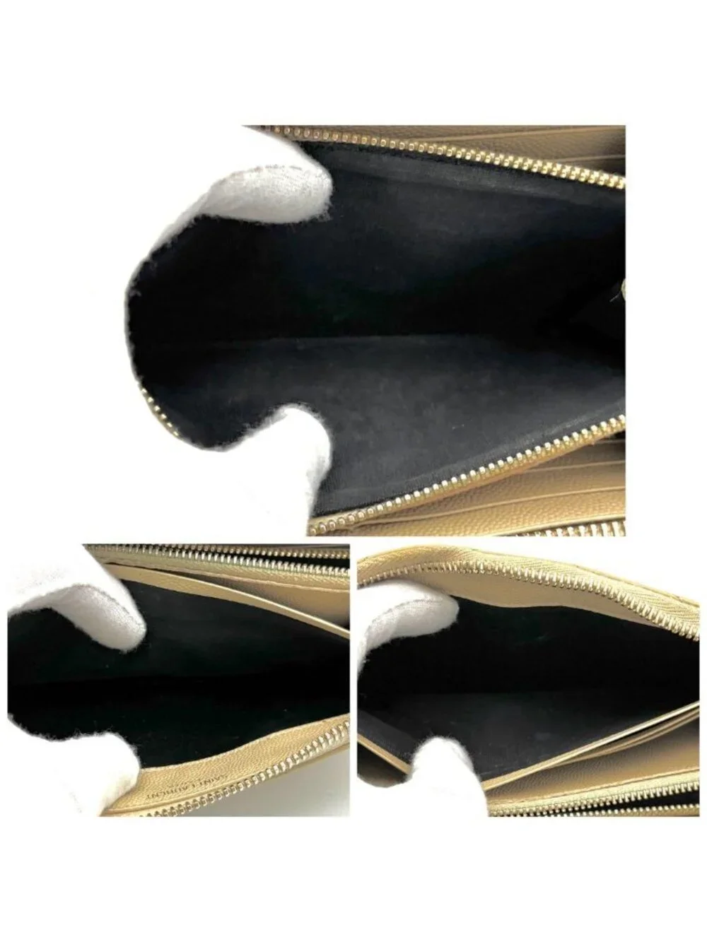 ★SOLD★ Saint Laurent Stitch Beige Leather Zip Around Wallet - Picture 4 of 10